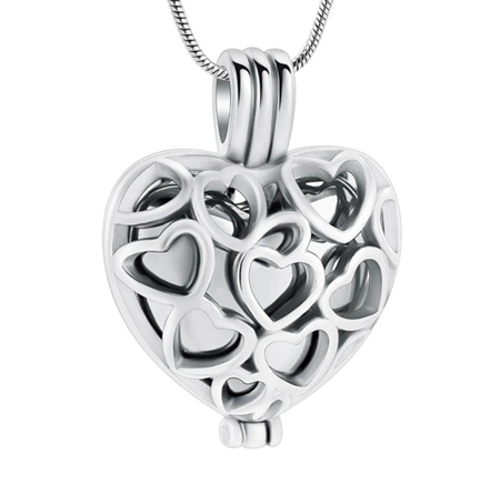 Multiple Heart shapes in a silver-tone stainless steel